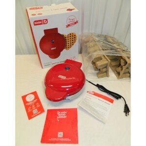 Valentine Breakfast Dash Express Heart Lg Waffle Maker 8" Nonstick Surface Red
